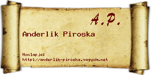 Anderlik Piroska névjegykártya